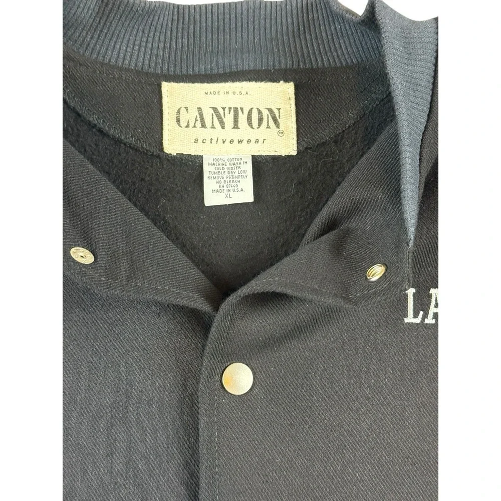 CANTON Varsity Jacket Mens XL Black Gray Las Vegas Made USA Cotton